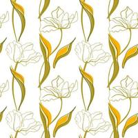 Tilip line art seamless pattern vector