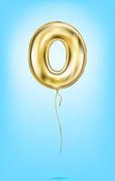 High quality vector image of gold balloon numbers. Digit 0, zero