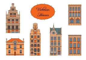 Victorian houses in color vector