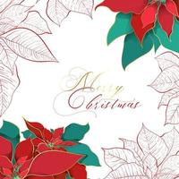 Silk Poinsettia Christmas square background vector