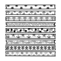 un gran conjunto de tiras de cinta adhesiva con diferentes patrones, dibujadas a mano en forma de garabato. estrellas sobre fondo blanco en diferentes diseños. pegatinas de cinta adhesiva. ilustración vectorial vector
