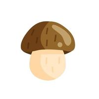 A white mushroom cep in a cartoon flat style isolated on a white background. Vector illustration.