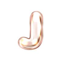 Perl pink foil inflated alphabet symbol, isolated letter J vector