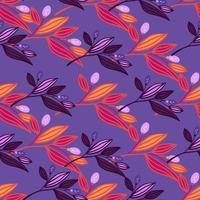 Barberry twigs seamless pattern. Wild berries floral wallpaper. vector