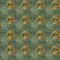 Doodle monstera mosaic seamless pattern. Botanical leaf endless wallpaper. Creative palm leaves tile. vector