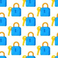 Blue lock icon isolated seamless pattern on white background. vector