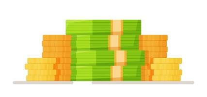 Vector illustration of money stack. A pile of dollar bills