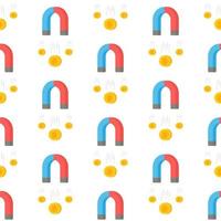 Vector illustration of the pattern of magnets attracting coins.