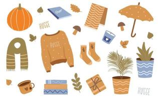 conjunto de otoño de elementos de diseño lindos y acogedores vector