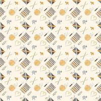 Seamless pattern on a knitting theme, accessories vector