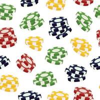 Colourful Realistic Casino Token Stacks in Seamless Pattern. Vector Design for Prints on Fabric or Wrapping, Decor