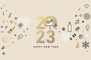Happy New Year 2023. Vector illustration concept for background, greeting card, party invitation card, website banner, social media banner, marketing material.