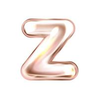 Perl pink foil inflated alphabet symbol, isolated letter Z vector