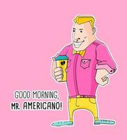 Mister Americano Coffee in hipster style vector