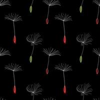 Dandelion seeds on black background vector