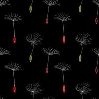 Dandelion seeds on black background vector