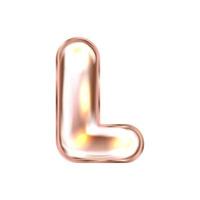 Perl pink foil inflated alphabet symbol, isolated letter L vector