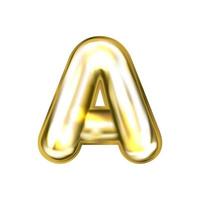 Golden foil inflated alphabet symbol, isolated letter A vector