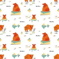 Bear seamless pattern vector