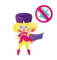 Superhero nurse with stop the pandemic sign vector