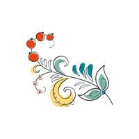 Fantasy Currant branch in Russian ornamental style vector