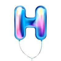 Blue metallic balloon, inflated alphabet symbol H vector