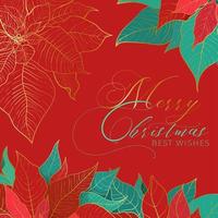 Merry Christmas Best Wishes square red background vector