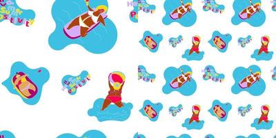 Seamless pattern Happy Fat Girl on the Beach vector