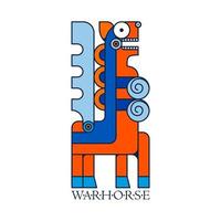 Winged horse in a blue blanket and with a metal breastplate vector