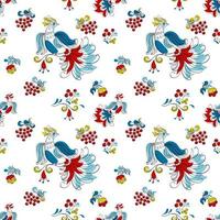 Firebird and currant in Russian style, dark color vector