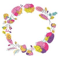 Bright colors floral summer wreath vector