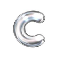 Silver perl foil inflated alphabet symbol, isolated letter C vector