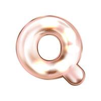 Perl pink foil inflated alphabet symbol, isolated letter Q vector