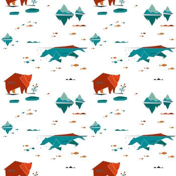 Bear seamless pattern vector