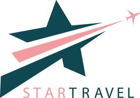 diseño de vector de logotipo de viaje estrella. diseño de plantilla de logotipo de viaje de avión estrella.