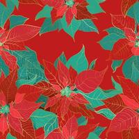 Christmas Gala Poinsettia red seamless pattern vector