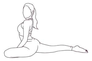 girl doing yoga pose hand drawn style vector illustration