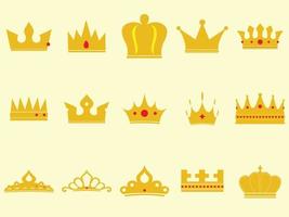 set simple golden crown vector illustration EPS10