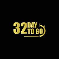 32 days to go Gradient button. Vector stock illustration