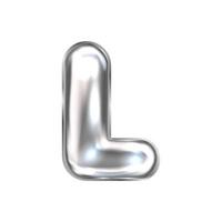 Silver perl foil inflated alphabet symbol, letter L vector