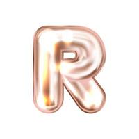 Perl pink foil inflated alphabet symbol, letter R vector