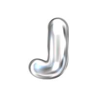 Silver perl foil inflated alphabet symbol, letter J vector