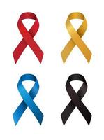 Ribbon Black, Red, Gold and Blue color symbol collection set realistic vector