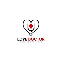 Line Art Love Doctor Logo Vector