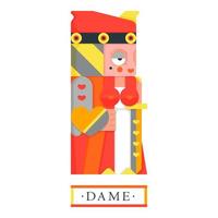 Medieval legendary dame with heart-shield and sword vector