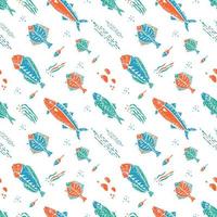 Underwater pattern in naive lino style vector