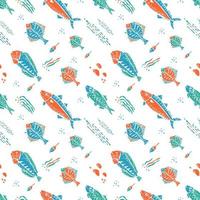 Underwater pattern in naive lino style vector