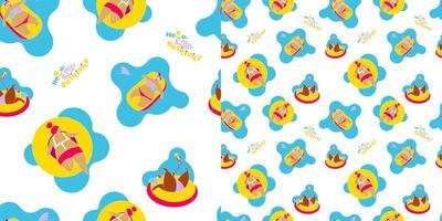 Seamless pattern Happy Fat Girl on the Beach vector