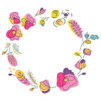 Bright colors summer floral round frame vector