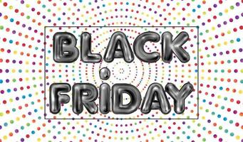 Black Friday black latex lettering on the gradient dots pattern vector